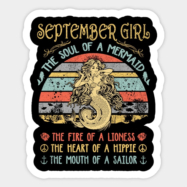 September Girl The Soul Of A Mermaid Vintage Birthday Gift Sticker by Presnall